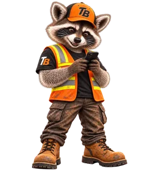 Trash Bandits mascot texting